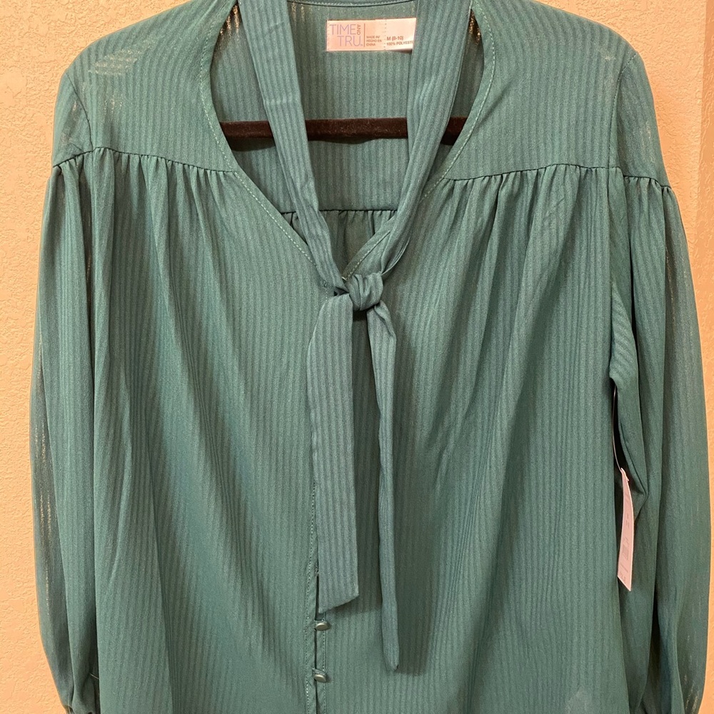 Time & True Emerald Green Blouse- NWT